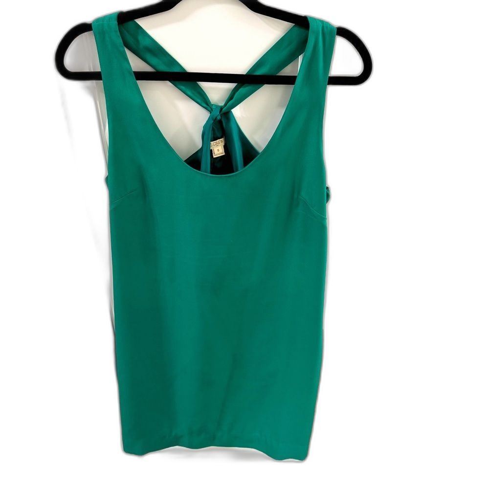 J. Crew Green Short Dress Silk Sleeveless size 8 Loose A-Line Party Holiday